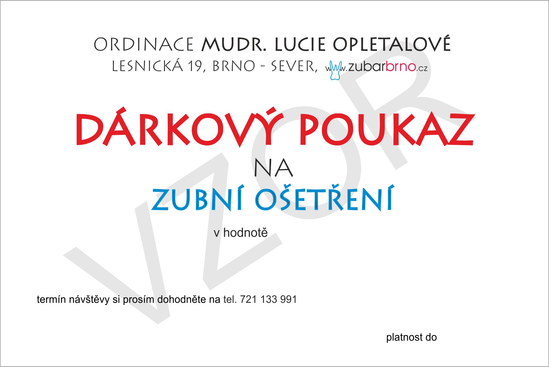 drkov poukaz na zubn oeten